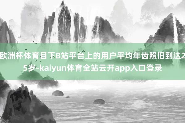 欧洲杯体育目下B站平台上的用户平均年齿照旧到达25岁-kaiyun体育全站云开app入口登录