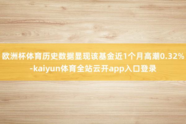 欧洲杯体育历史数据显现该基金近1个月高潮0.32%-kaiyun体育全站云开app入口登录