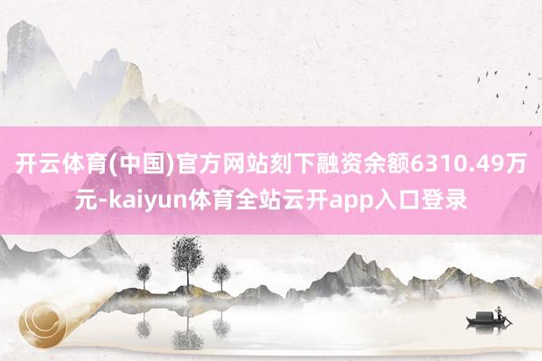 开云体育(中国)官方网站刻下融资余额6310.49万元-kaiyun体育全站云开app入口登录