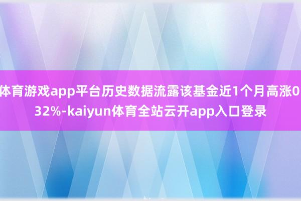体育游戏app平台历史数据流露该基金近1个月高涨0.32%-kaiyun体育全站