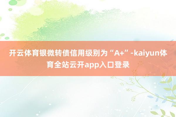 开云体育银微转债信用级别为“A+”-kaiyun体育全站云开app入口登录