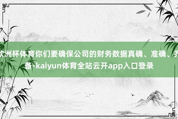 欧洲杯体育你们要确保公司的财务数据真确、准确、齐备-kaiyun体育全站云开ap