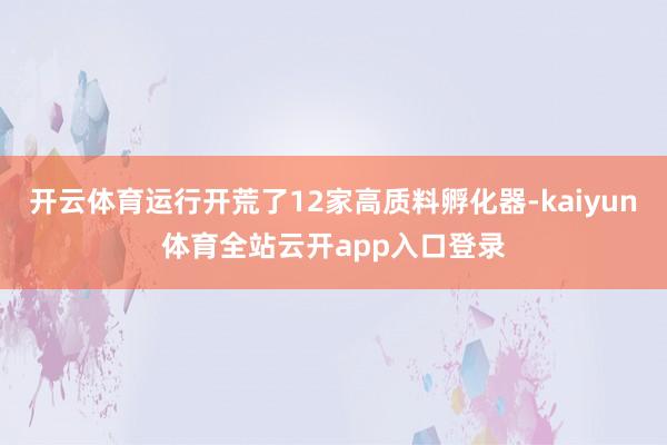 开云体育运行开荒了12家高质料孵化器-kaiyun体育全站云开app入口登录