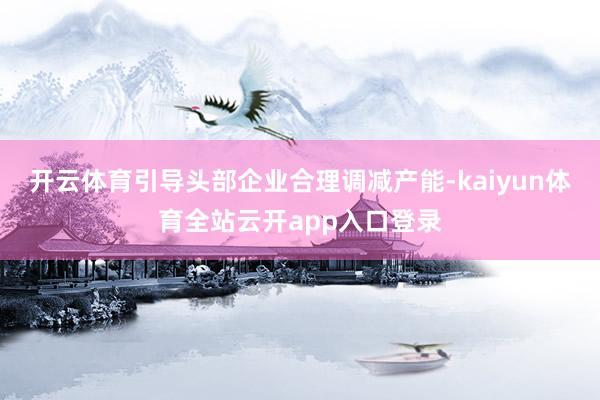 开云体育引导头部企业合理调减产能-kaiyun体育全站云开app入口登录